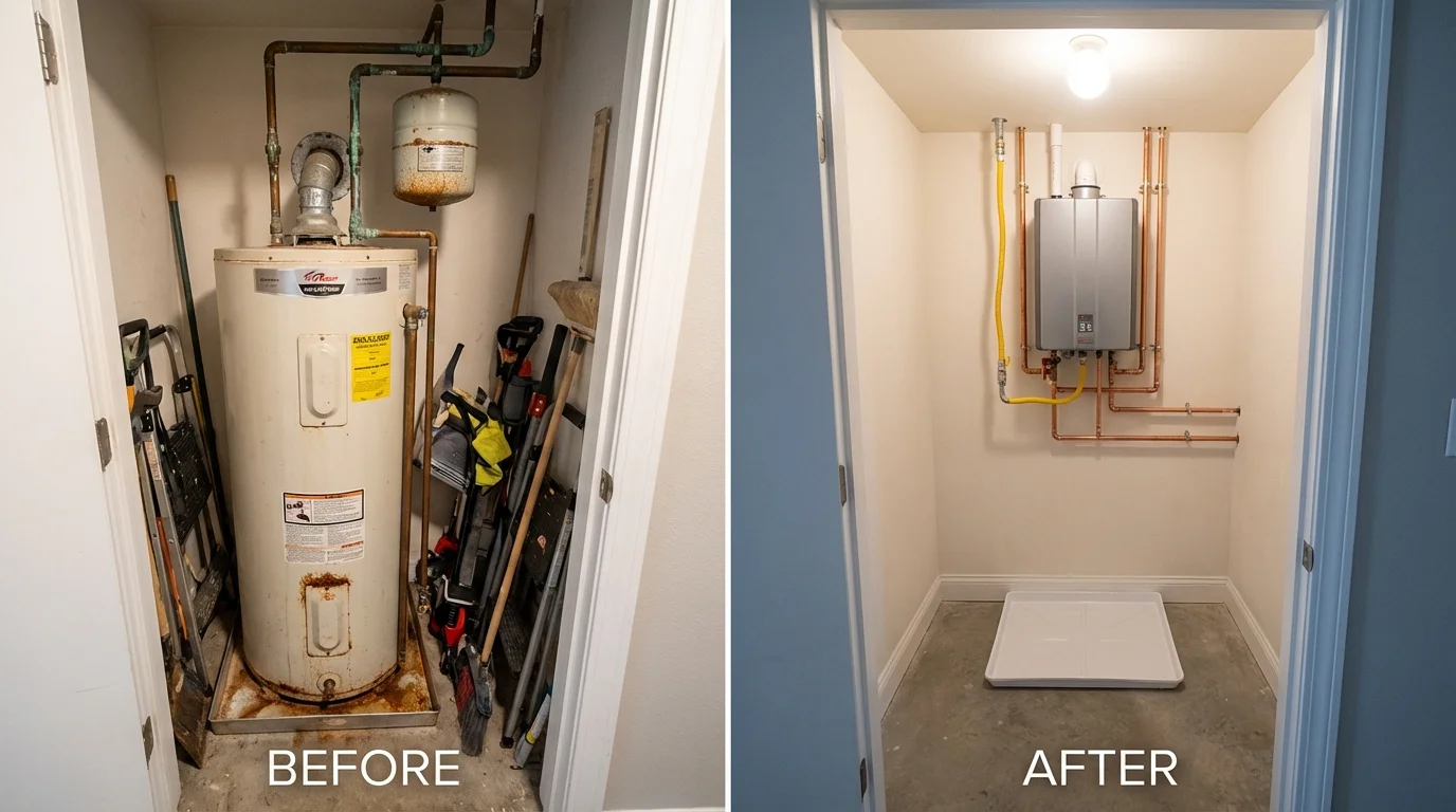 Tank water heater versus wall-mounted tankless unit comparison for Clermont, FL homeowners