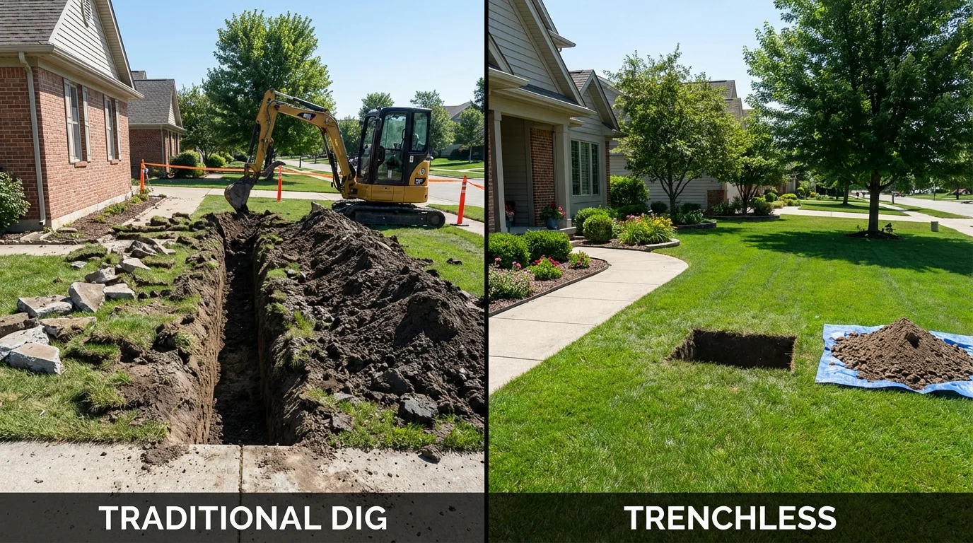Trenchless sewer repair with minimal yard damage versus traditional excavation in Clermont, FL